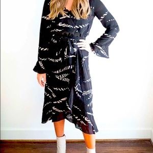 Ella Faux Wrap Dress in Black